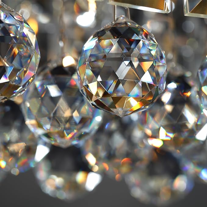 Modern Crystal Chandelier for Dining Room,Gold Luxury Crystal Chandelier,8 Lights Rectangular Rectangle Light Fixture for Living Room Kitchen Island L40''xW10''xH10''