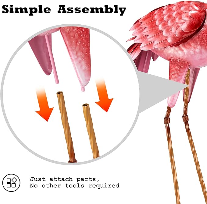 Kircust Flamingo Garden Statues and Sculptures, Metal Birds Yard Art Outdoor Statue, Large Pink Flamingo Lawn Ornaments for Home, Patio, Backyard Decor (2-Pack)