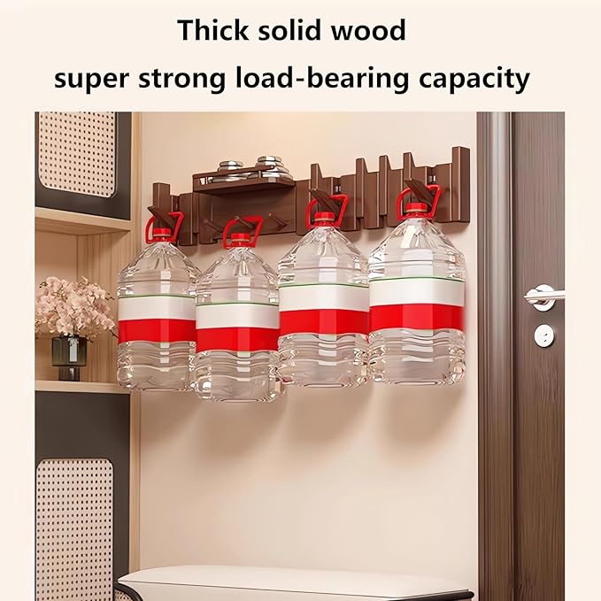 Wall Mounted Piano Key Hanger | Flip Style Hook | Entrance Wall Art Hook, Made of Oak Wood (3 Times Painted, 4 Times Polished) (Fence Walnut, 10Hooks)