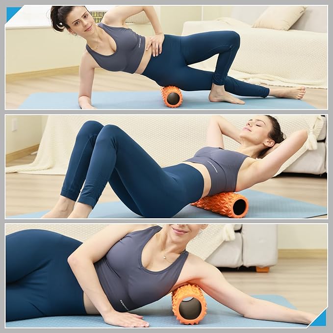 Foam Roller - 15 inch Deep Tissue Massager for Muscle Massage, Myofascial Trigger Point Release, Exercise, Yoga, Pilates & Stretching(Orange)