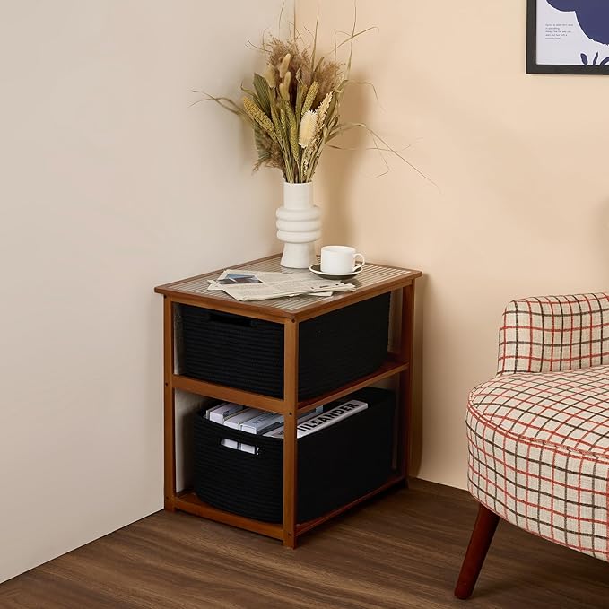 Large Storage Baskets for Organizing, Closet Shelf Baskets for Clothes Blanket Towels, Baby Nursery, Toy Bins Box, Woven Rope Baskets, 17 x 13 x 7.5”, 4 Packs Black