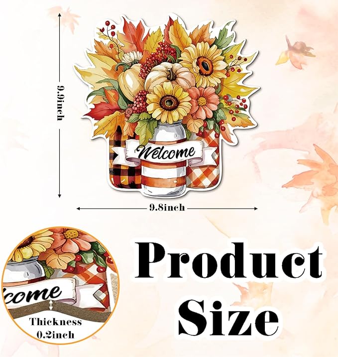 Thanksgiving Welcome Door Sign Pumpkin Hanging Decor Fall Wooden Sign Autumn Decorations, Outdoor Farmhouse Porch, Autumn Harvest Thanksgiving Home Decorations, Housewarming Gift