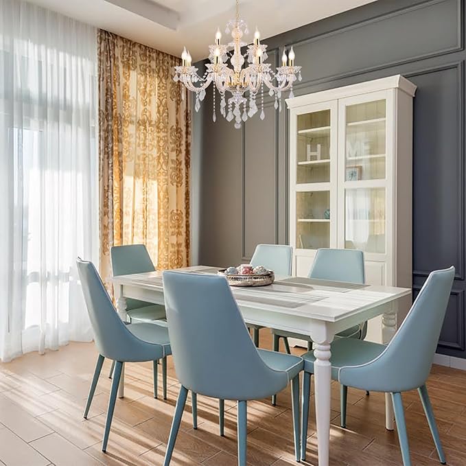 Contemporary Crystal Chandelier 12 Lights Clear Crystal Ceiling Lights for Living Room,E12 Base Double Layered Pendant Light Fixture for Dining Room Staircase, Hallway