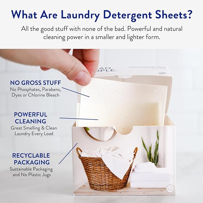 The Clean People Lavender Laundry Detergent Sheets - Laundry Soap - Ultra Concentrated, Recyclable Packaging, Stain Fighting - Lavender, 96 Pack