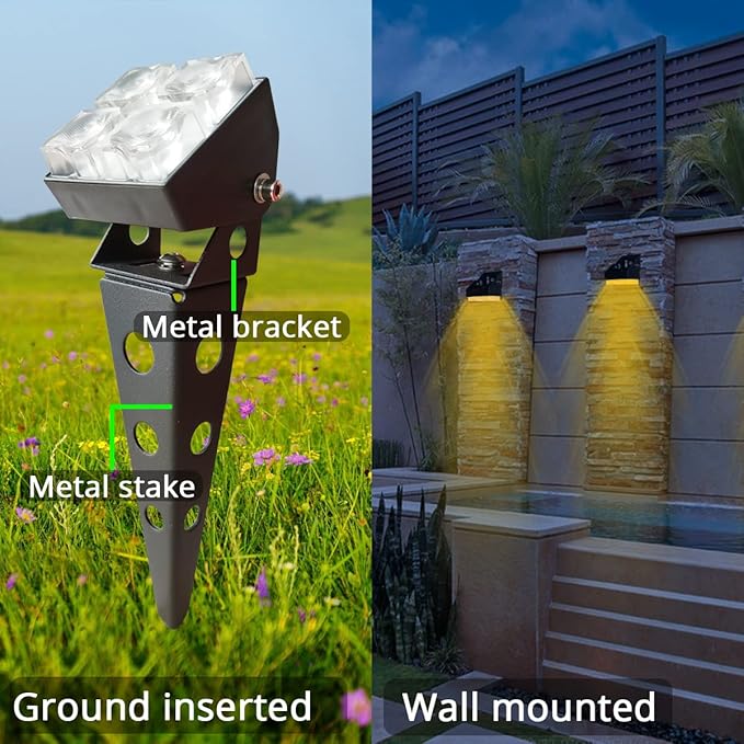 Solar Spotlights Outdoor Waterproof IP65 Landscape Spot Lights with Metal Stake 42ft Cable 3-in-1 Warm White Auto On/Off Dusk to Dawn Flag Pole Uplights for Fence Pathway Trees Garden Yard