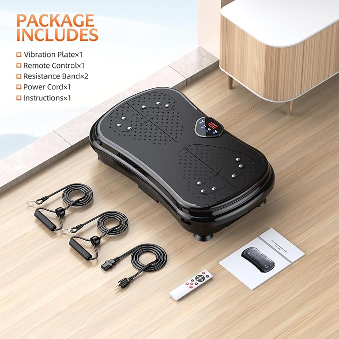 Vibration Plate Exercise Machine Weight Loss, Full Body Vibration Plate for Lymphatic Drainage, 180 Adjustable Speeds Vibrating Plate 400 Lbs Capacity Fitness Platform for Women Men