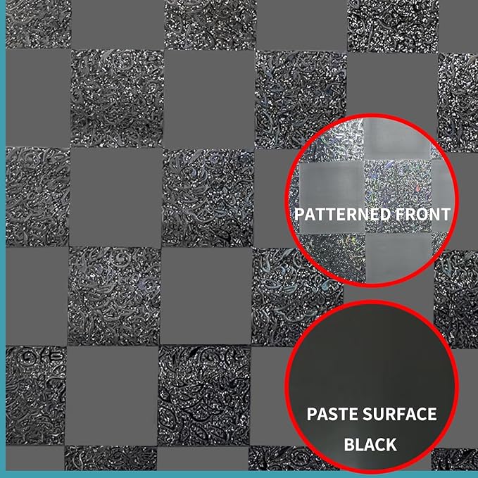 Window Film Privacy Day and Night with Installation Tools, Static Cling Glass Film Ideal for Home Shower Office Glass Door (Black, 35.4 x 196.9 Inch)