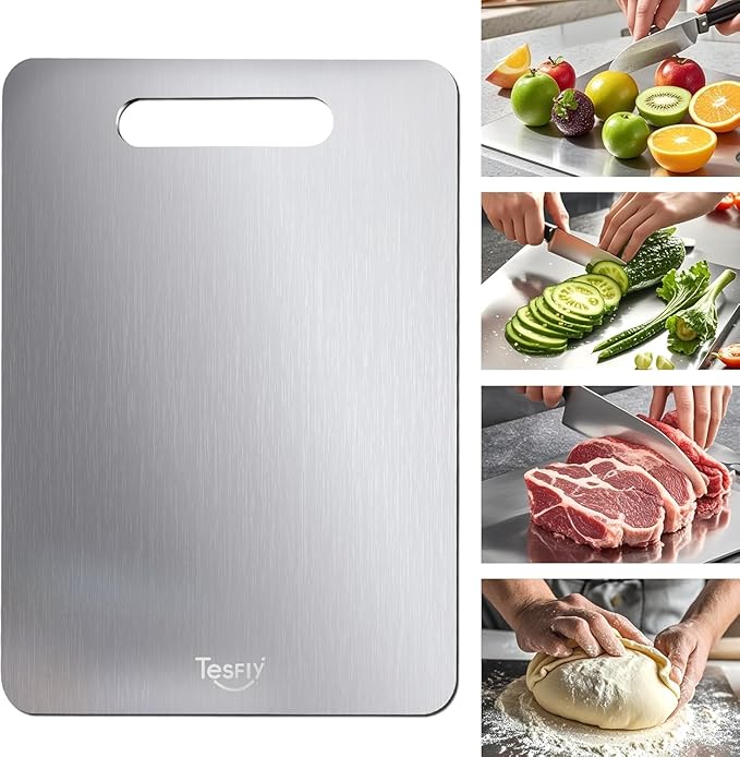 Titanium Cutting Board - 100% Pure Titanium Cutting Boards For Kitchen,Easy to clean, Double-sided food-grade Titanium Cutting Board For Cutting Meats, Fruits And Vegetables 12.2 * 8.1