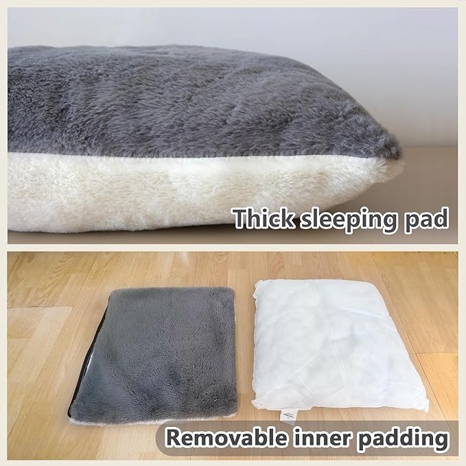 Cat Bed for Indoor Cats,Foldable cat cave,Anti-Slip & Water-Resistant Bottom,cat Houses for Indoor Cats or Small Dogs, Kitten Tent, Rabbit Bed,2 in 1 pet Bed (Dark Grey)