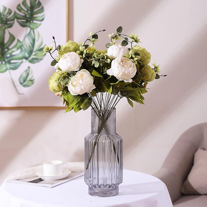 Duovlo Fake Flowers Vintage Artificial Peony Silk Flowers Wedding Home Decoration,Pack of 1 (New Green)