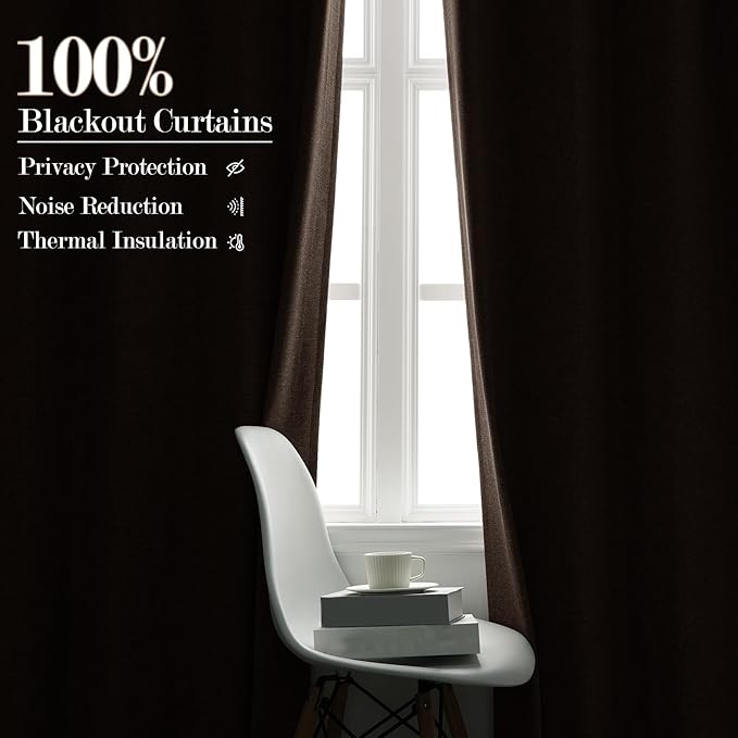 70" W x 108" L Faux Linen Room Divider Curtains, Full Blackout Pinch Pleated Drapes for Traverse Rod, Bedroom Divider Privacy Drapery with Hooks for Ceiling Track, 1 Panel, Light Brown