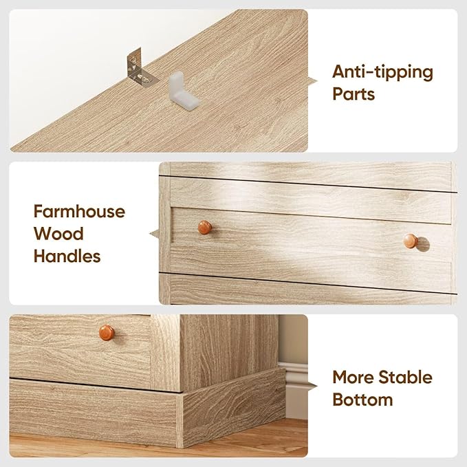 Vyre 71" Tall Farmhouse Bookshelves with Drawers, Set of 2 – Large Modular Bookcase with Adjustable Shelves, Storage Cabinet for Living Room, Kitchen, Home Office, Brown