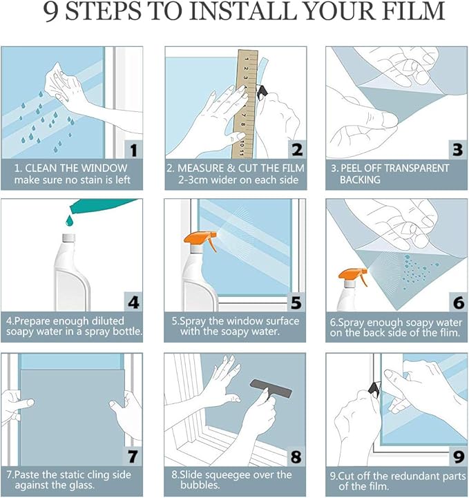 HIDBEA One Way Privacy Window Film, Daytime Mirror Reflective Heat Control UV Sun Blocking Non-Adhesive Static Cling Window Tint for Home and Office (Brown-Silver, 35.4 Inch x 16.4 Feet)