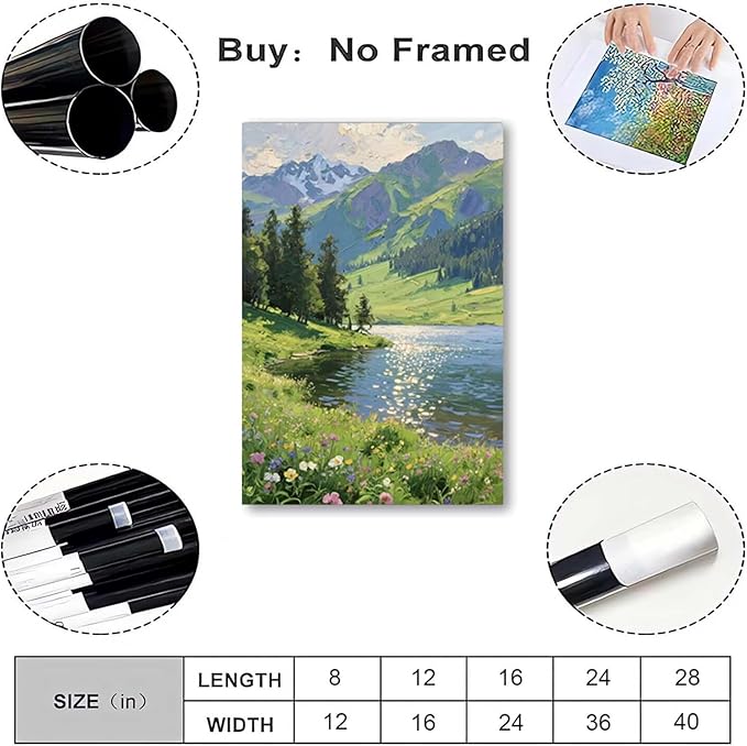 The scenery of mountain streams and green meadows is suitable for living rooms bedrooms offices landscape posters and wall paintings