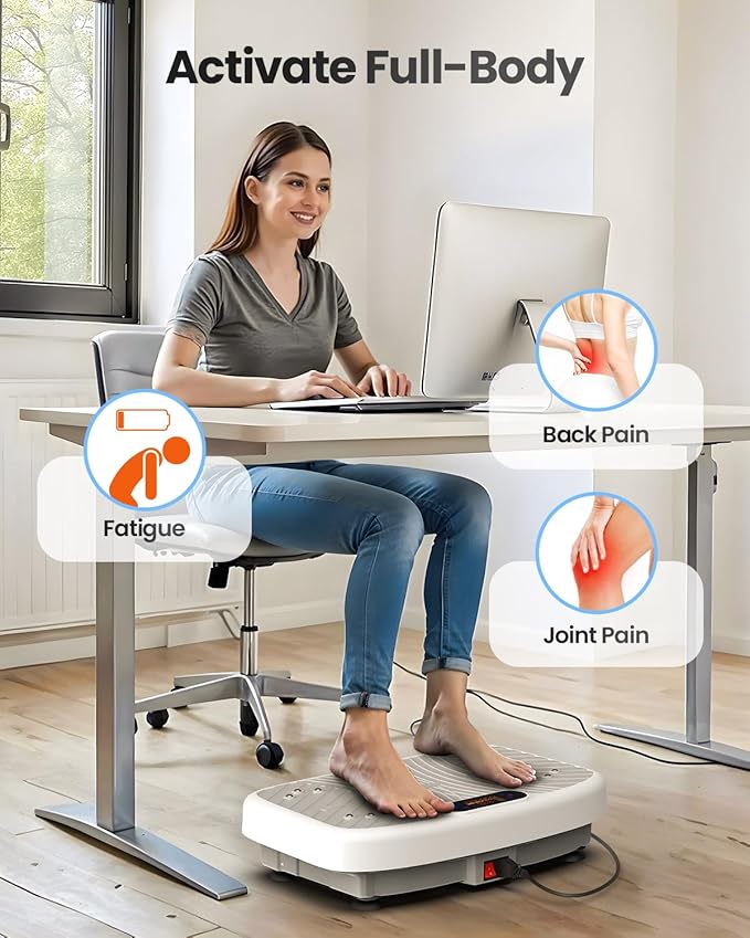 Vibration Plate Exercise Machine, Vibration Plate Platform for Lymphatic Drainage, 200 Adjustable Speeds Power Shaping Vibrating Plate Helps Weight Loss, Shaping, Max Weight 450 Lbs