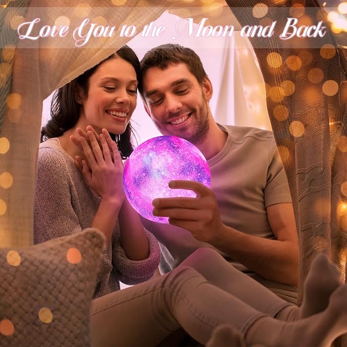 BRIGHTWORLD 7.1inch Galaxy Lamp 16 Colors Moon Lamp 3D Printing, Remote & Touch Control USB Rechargeable, Birthday Gifts for Women Room Decor Aestheticļ¼Black Hand Baseļ¼
