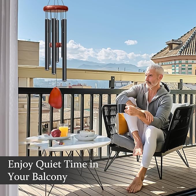 28" Wind Chimes for Mothers Day, Decorative Wind Chimes for Outside, Memorial Windchimes Remembrance Gift for Women Mom Grandma, Metal Wind Chime Outdoor Decor for Garden Patio Zen(Black 2Pack)