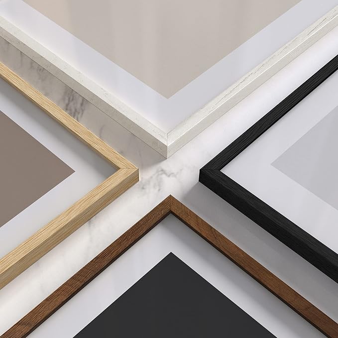 HAUS AND HUES Set of 6 - White Picture Frames Poster Frames for Wall, Wood Frame 16x20 White Frames Gallery Wall, Large Picture Frames (White Oak Frame), 16x20 in