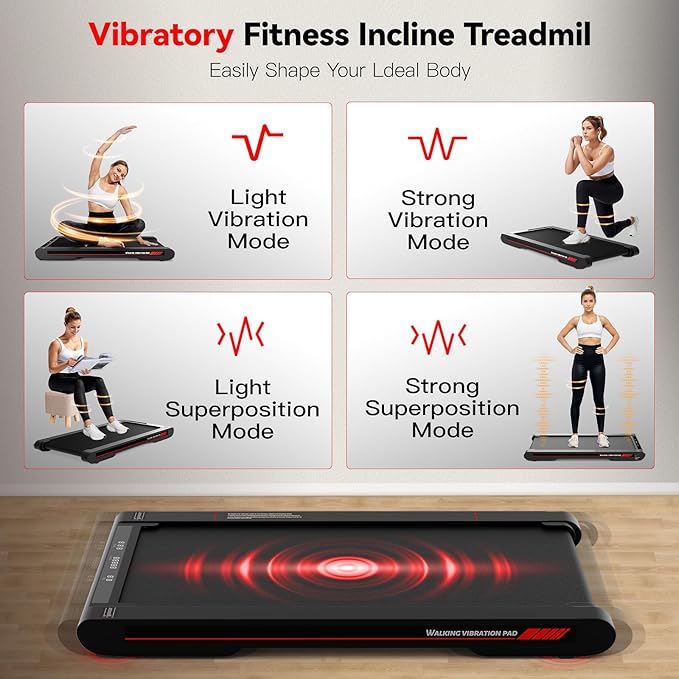 Walking Vibration Pad,Under Desk Treadmills for Home,4 in 1 Vibration Plate Exercise Machine,Portable Walking Pad with APP,350 Lb Capacity Multifunctional Treadmill Pro Max