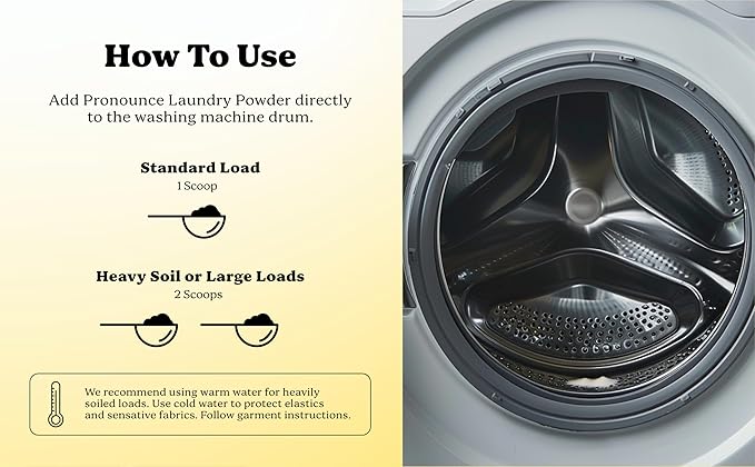 Pronounce Laundry Detergent Powder Alternative | Earth-Derived Ingredients, Eco-Friendly, Safer for Sensitive Skin, Eczema, and Babies. Stain + Smell Fighting. HE Safe (Lemon, 120 Loads).