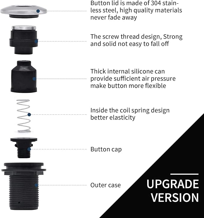 Garbage Disposal Air Switch Kit for SinkTop Waste Disposal with Stainless Steel Polished Short Air Button by briidea