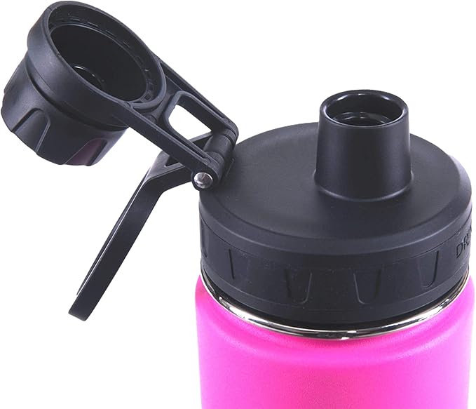 DRINCO Stainless Steel Water Bottle Spout Lid Vacuum Insulated Double Wall Water Bottle Wide Mouth (40oz 32oz 22oz 18oz 14oz) Leak Proof Keep Cold Sport Camping Hiking (22 oz, 22oz Island Pink)