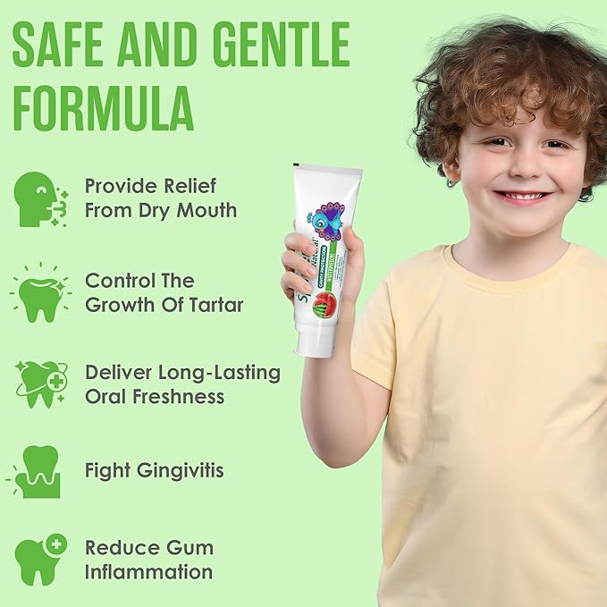 SprinJene Natural Kids Toothpaste, Watermelon | Natural Childrenโs Toothpaste for Cavity Protection | Fluoride Toothpaste for Toddlers | 2 Pack