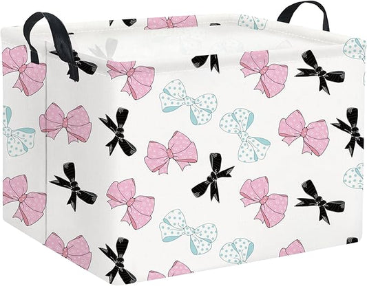 HIYAGON Rectangular Bowknot Basket Kids Baby Storage Basket Toy Storage Bin Organizer Box Room Decor(Bowknot)