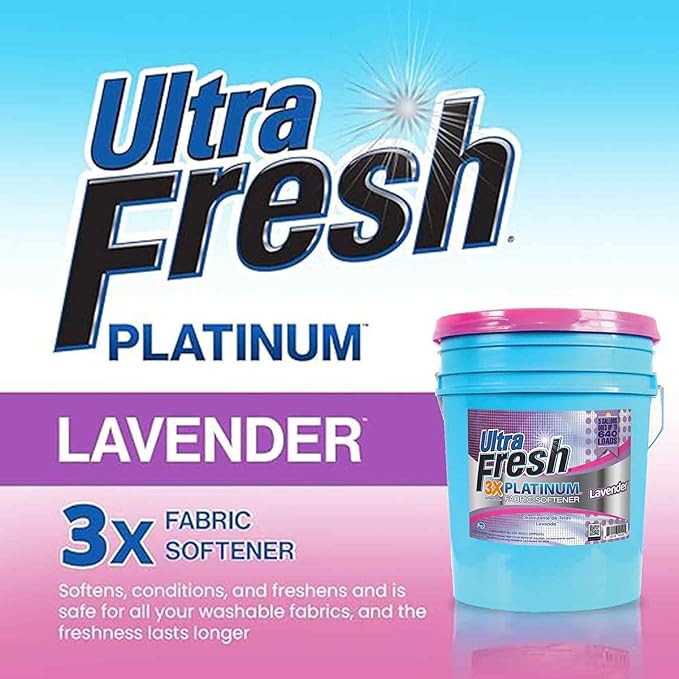 Ultra Fresh Platinum Fabric Softener for Laundry up to 640 Loads, Lavender, 5 Gallons - Fabric Odor Remover to Wash Clothes and Sheets