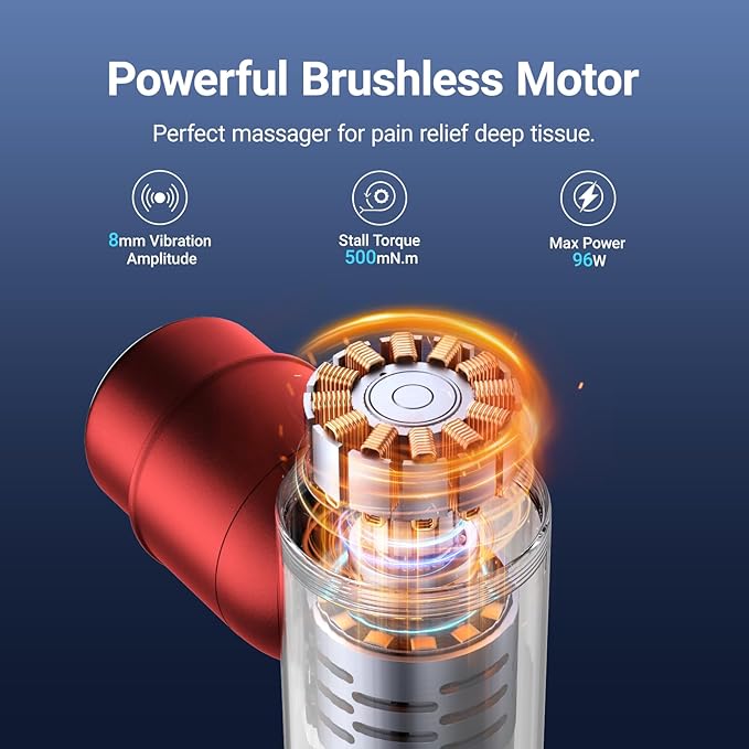 MERACH Mini Massage Gun with 8mm Amplitude, Percussion Massage Tools with 5 Massage Heads, Portable Hand Held Muscle Massagers for Pain Relief Deep Tissue, Cool Gifts for Mens and Women (Red)