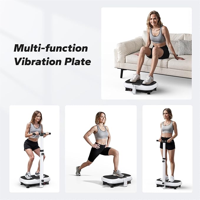 MERACH Vibration Plate Exercise Machine, Vibration Plate for Lymphatic Drainage Weight Loss, Vibrating Plate Exercise Machine with Handrails, Exercise Equipment for Women Men Home