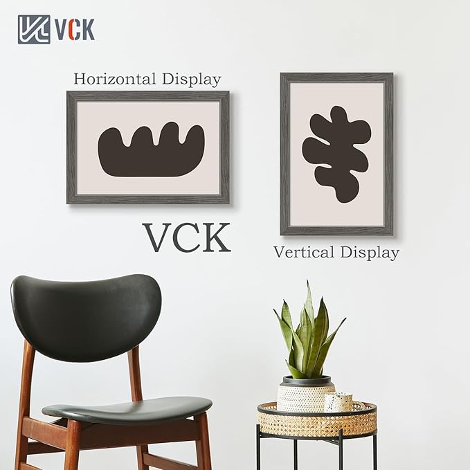 VCK 12x18 Frame Set of 3, Gray Solid Wood Poster Picture Frame, Exclusive Wood Grain, Wall Gallery Frame