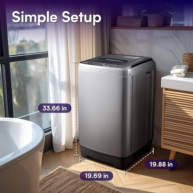 Portable Washing Machines 17.8LBS Full Automatic Clothes Washer and Spinner Combo with 10 Programs and 8 Water Levels, Compact Laundry Wash Spin Dryer for Apartment RV Dorm Home, Grey