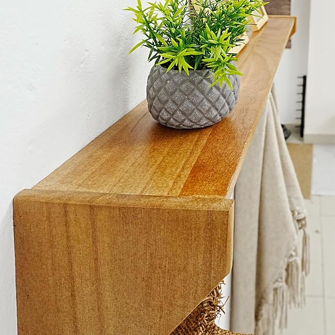 SKOLOO Wall Shelf with Hooks, 24-Inch Brown Coat Rack Wall Mount with Shelf Organizer - Lightweight & Sturdy, 5 Tri Hooks - Perfect for Entryway, Hallway, Living Room, Bedroom, Mudroom