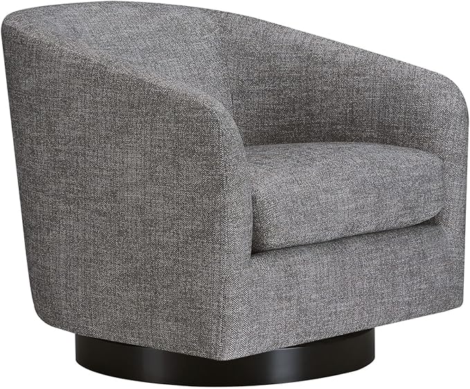 CHITA Swivel Accent Chair, FSC Certified Upholstered Fabric Barrel Chair for Living Room, Fully Assembled, Pebble Grey