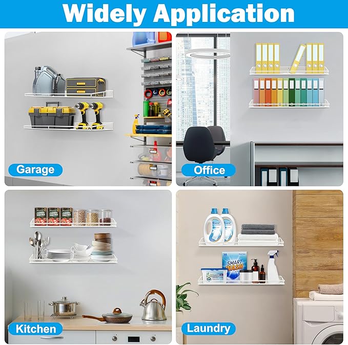 RedCall Heavy-Duty Wall Shelf, 2 Pack Garage Shelf, 23.5" x 12" Large Wall Mounted Shelves for Garage, Laundry Room, Closet, Holds Up to 75 Lbs