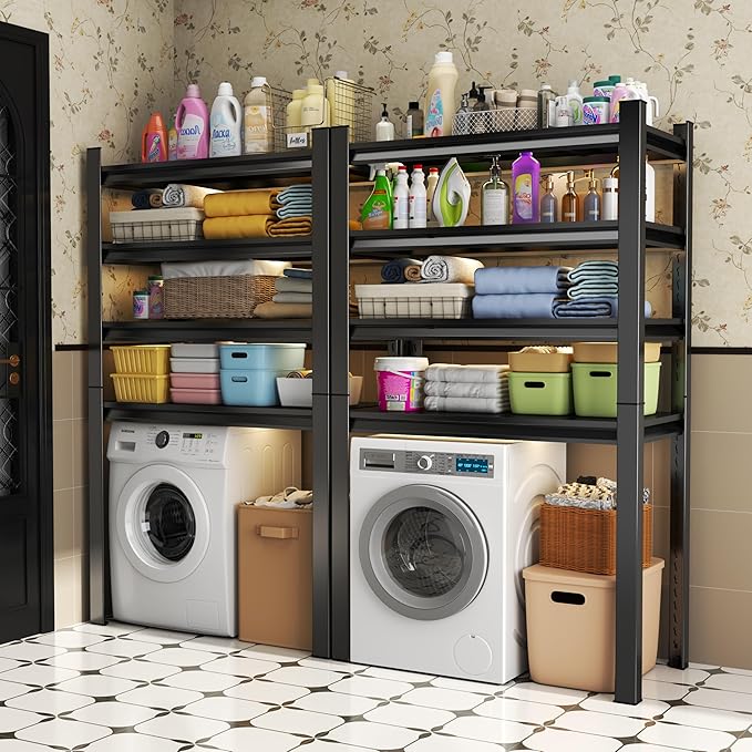 Laundry Shelf,5 Tier Over Washer and Dryer Storage Shelves,Adjustable Easy to Install,Space Saver Laundry Shelf Organizer,Utility Shelves for Balcony (with fence-78 H*18" D*47.24" W)