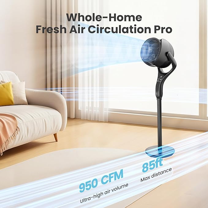 Standing Fan for Bedroom, 90Β° & 120Β° Oscillating Pedestal Fan, 3 Heights Adjustable Floor Fan with Brushless DC Motor, 12 Speeds, 3 Modes, Night Light, 12H Timer, Remote for Home, Dorm, Office
