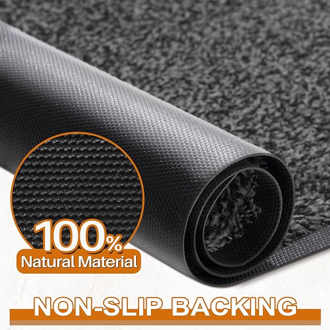 Mibao Front Door Mat, Dirt Trapper Welcome Mat for Outdoor Indoor, Non-Slip Waterproof Doormat, Durable Machine Washable Low Profile Entry Rug for Back Door Outside Patio Porch, 72" x 48", Grey