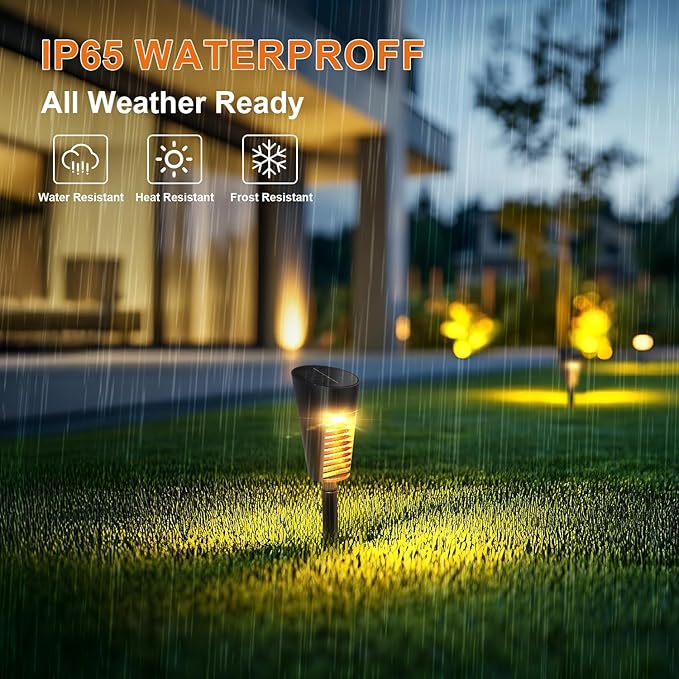 Solar Lights Outdoor Pathway 12 Pack, Solar Pathway Lights Outdoor Auto On/Off Waterproof Garden Landscape Lighting for Path, Yard, Walkway, Driveway, Lawn, Patio, Outside Decor, Warm White