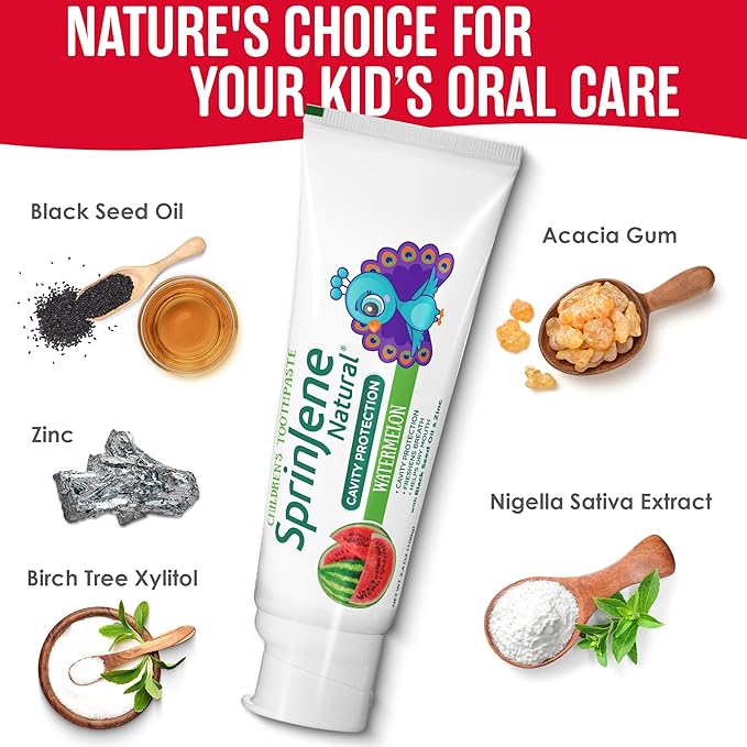 SprinJene Natural Kids Toothpaste, Strawberry | Natural Childrenโs Toothpaste | Fluoride Free Toothpaste for Toddlers | 4 Pack