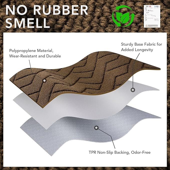 hicorfe Indoor Doormat,Front Back Door Mat Rubber Backing Non Slip Door Mats 47"x71" Absorbent Resist Dirt Entrance Doormat Inside Floor Mats for Entryway Washable Low-Profile(Dark Brown)