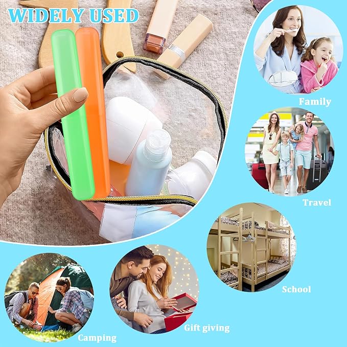 SIKEMAY 50 PCS Toothbrush Holder, Portable Plastic Dust Proof Breathable, Toothbrush Holder for Travel, Bathroom, Indoor, Outdoor, Trip, Camping, School