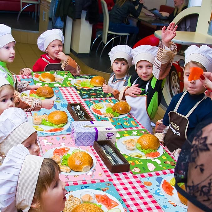 Unicorn Mermaid Kids Placemats Set of 6 Transport Dinosaur Plastic Table Mats Toddler Children Farm Ocean Animal Place Mats Washable Table Decoration for Indoor Outdoor Party Kitchen Dining