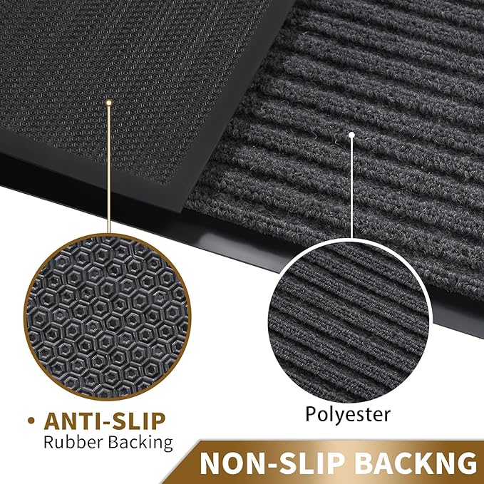 Yimobra Front Door Mat Outdoor Indoor Entrance, 100% Waterproof All-Season All Weather Doormat, Welcome Matt Outside Entry, Non Slip, Low Profile, Heavy Duty Patio Porch Floor Mats,36 x 24,Grey