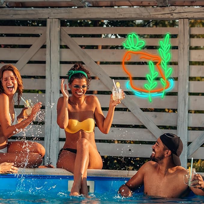 LISIGNVE Capybara Swim Neon Sign Butterfly Led Sign Dimmable Switch Cartoon Animal Neon Light Sign for Children’s Room Cute Capybara Neon Light for Bedroom Pet Shop Water Park Wall Decor