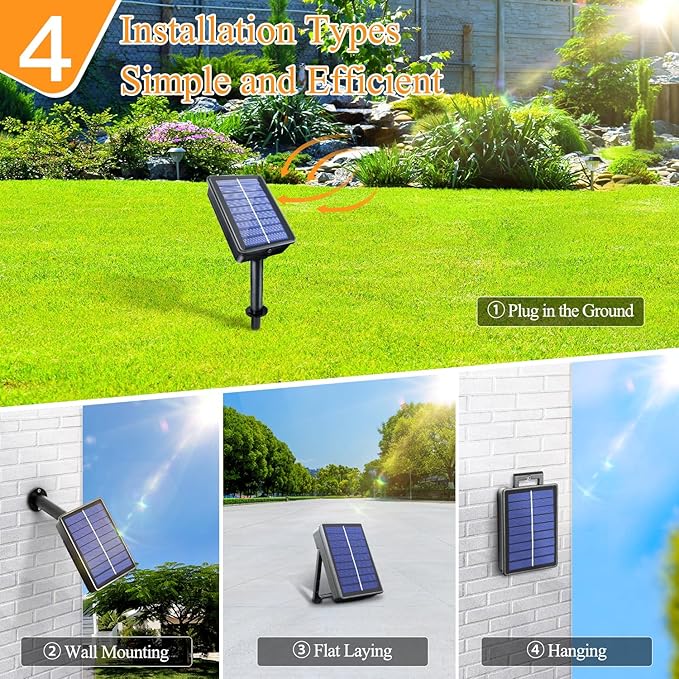 Solar String Lights 120LED 40FT, IP67 Waterproof Solar Lights for Outside with 8 Lighting Modes, Upgraded Solar Panel Fairy Lights for Garden Party Wedding Decorations (Cool White)