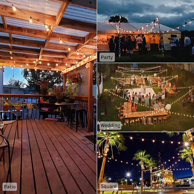 Brightown LED String Lights Outdoor 25Feet G40 Patio Lights with 25 Shatterproof Bulbs, Waterproof Globe Hanging Lights for Backyard Porch Bistro Balcony Decor, E12 Socket