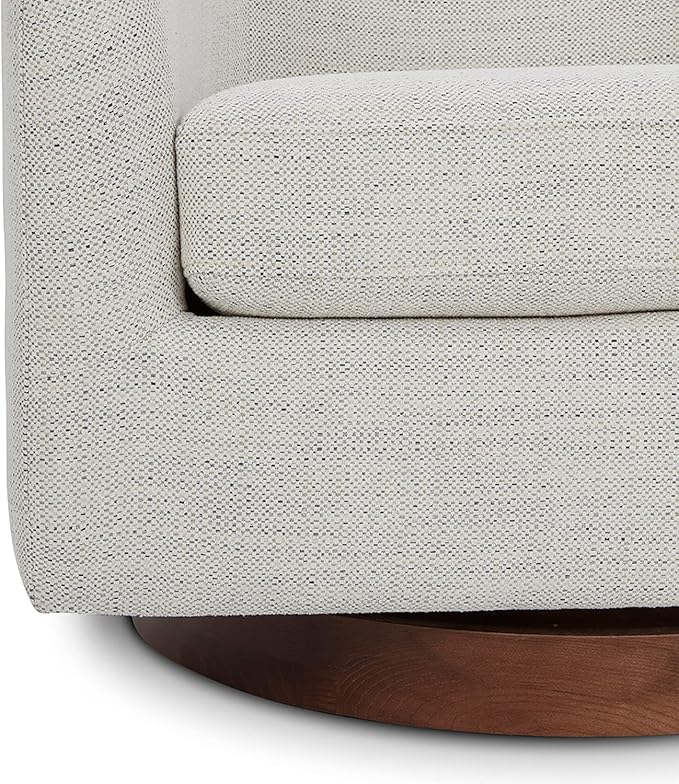 CHITA Swivel Accent Chair, FSC Certified Upholstered Fabric Barrel Chair for Living Room, Ivory