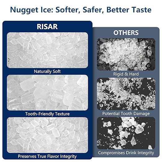Nugget Ice Maker Countertop with 0.8Gal Removable Tank for Chewable Ice, 41Lbs/24H, One-Touch Fast Ice in 6 Mins, Self-Cleaning & Ultra Quiet for Home, Office, Party